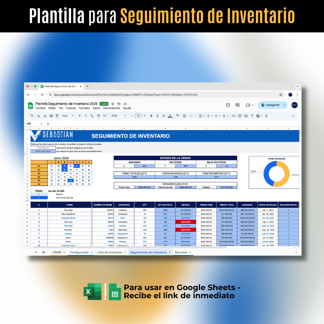 Plantilla para Seguimiento de inventario
