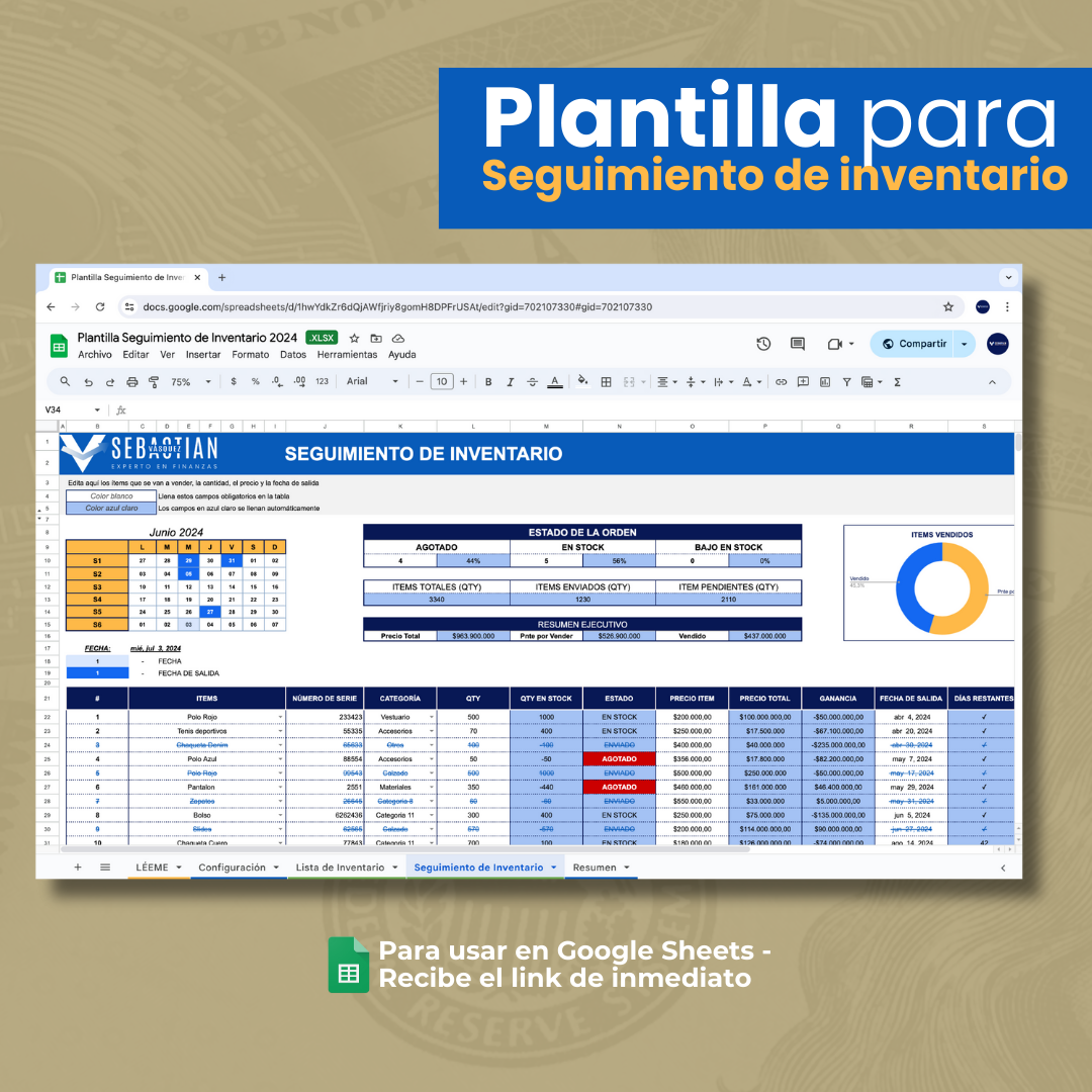 Plantilla para Seguimiento de inventario