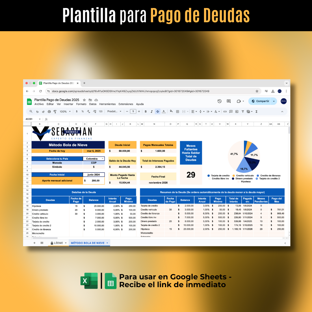 Plantilla para Pago de deudas
